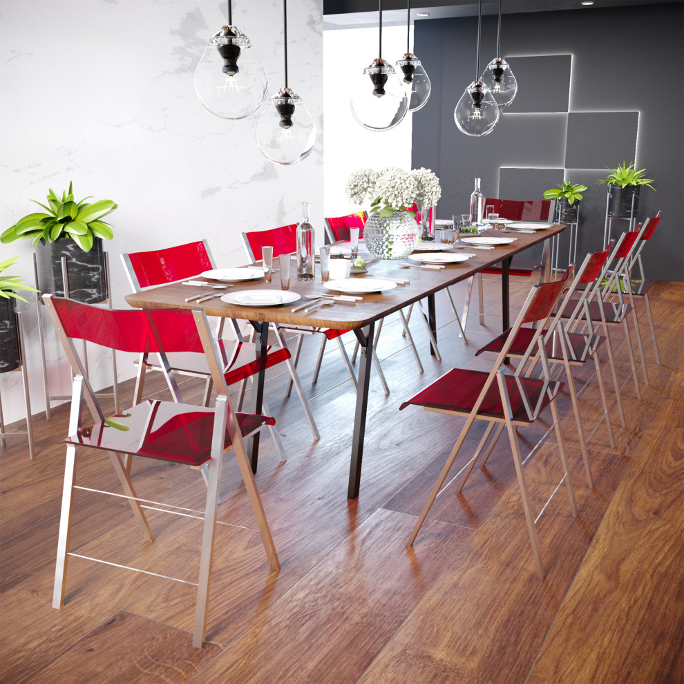 LeisureMod Menno Stackable Dining Folding Chair  Clear  Set of 2   Contemporary   Folding Chairs And Stools   by LeisureMod  Houzz