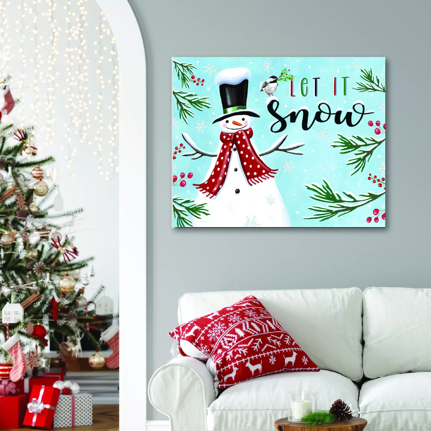 COURTSIDE MARKET Holiday Snowman I Canvas Wall Art