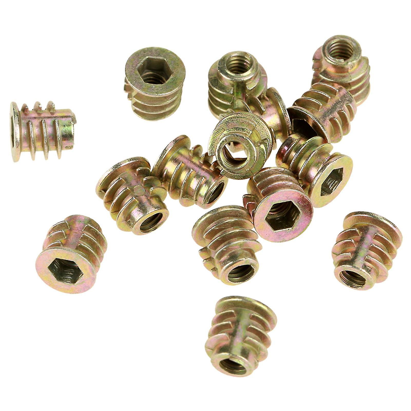 50Pcs M4*8mm Zinc Alloy Hex Drive Head Furniture Nuts Threaded for Wood Insert