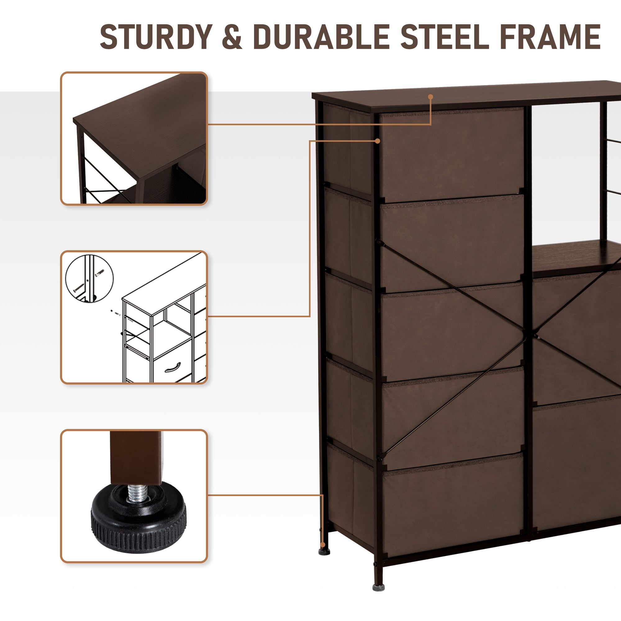 Vredhom 7 Drawers Brown Dresser Vertical Chest