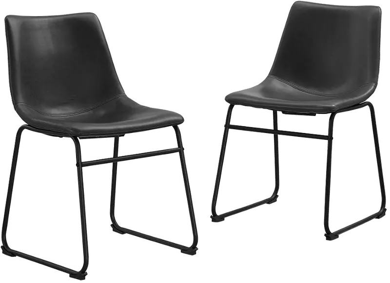 Saddles Black Dining Chair， Set of 2 - Walker Edison