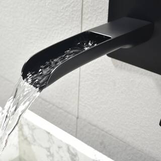 Tomfaucet Modern Single-Handle Wall Mounted Bathroom Faucet with Deckplate in Matte Black TFJ0001MB