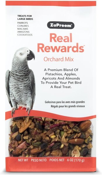 ZuPreem Real Rewards Orchard Mix Parrot and Conure Bird Treats， 6-oz bag