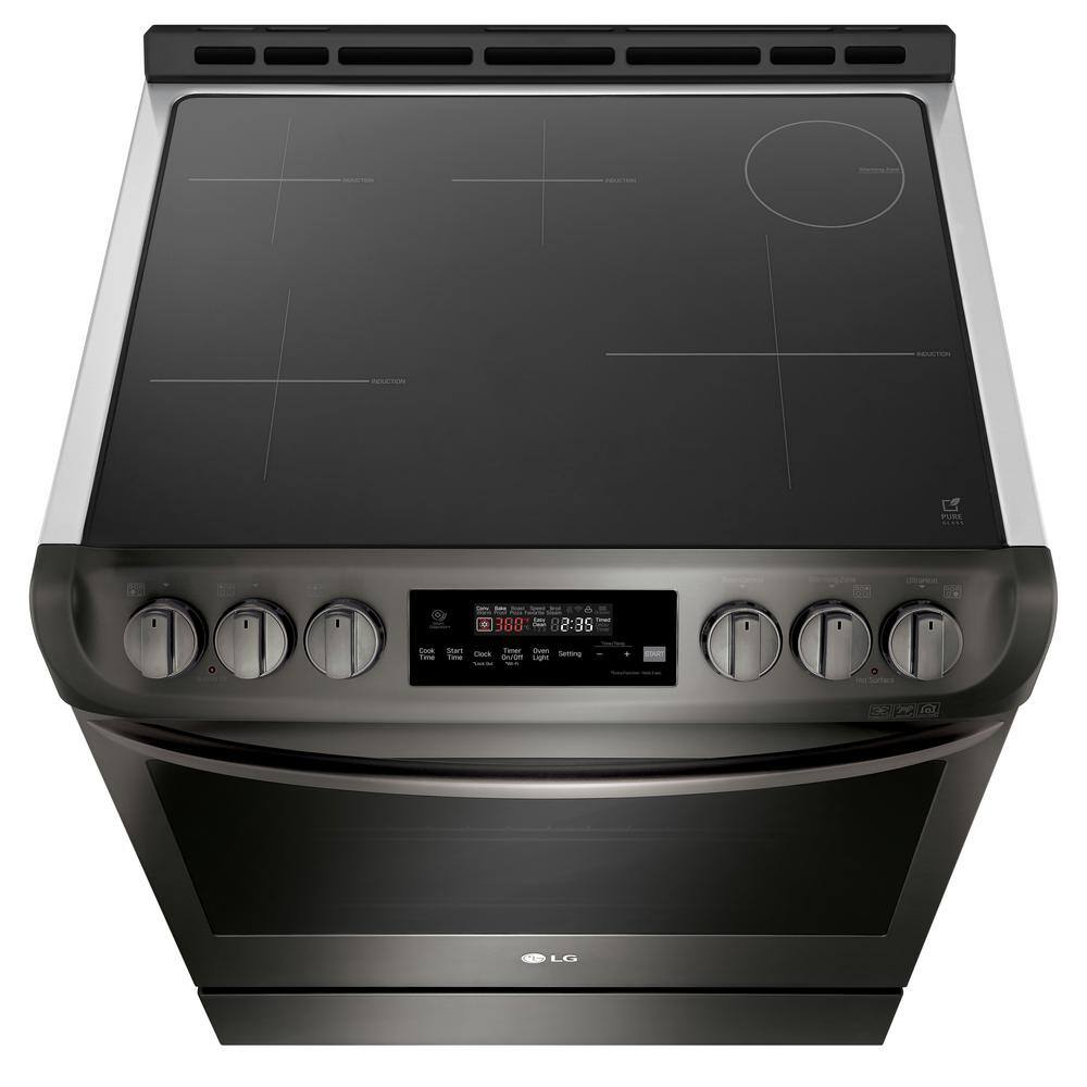 LG 6.3 cu. ft. Smart Slide-In Electric Range with ProBake Convection Induction  Self-Clean in Black Stainless Steel LSE4616BD