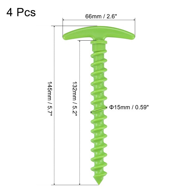 Unique Bargains Tent Stakes T Shape Spiral Plastic Ground Pegs For Outdoor Camping Canopy Tarp 4 Pcs