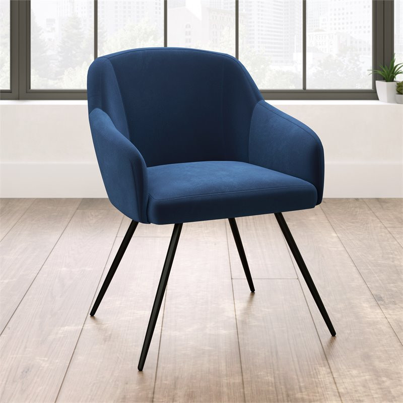 Home Square 2 Piece Velvet Upholstered Accent Chair Set in Dark Blue/Black   Midcentury   Armchairs And Accent Chairs   by Homesquare  Houzz