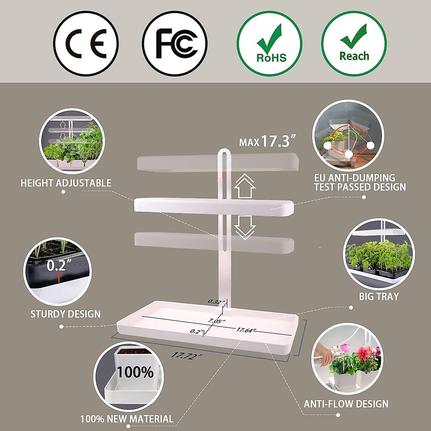 Led Indoor Herb Garden， 4 Plants Pots Included， Height Adjustable Plant Grow Light， High Germination Kit With Smart Timer， High Ppfd， Suitable For Var