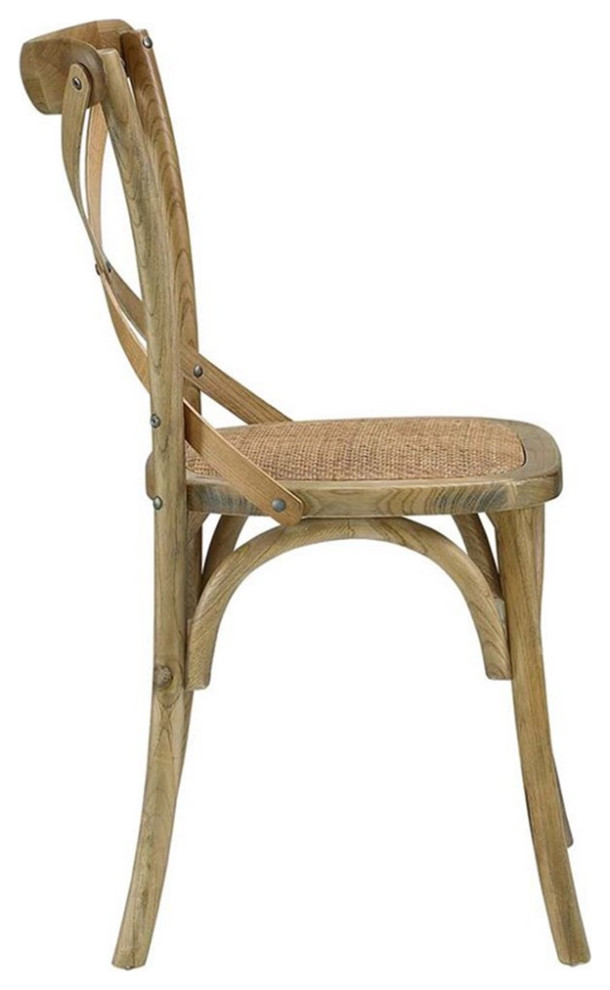 Modway Gear 18.5 quotElm Wood and Rattan Dining Side Chair in Natural (Set of 4)   Tropical   Dining Chairs   by Homesquare  Houzz