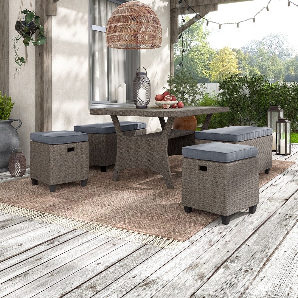 Decker Modern Wicker 5 Piece Outdoor Open Dining Set by M L Co.