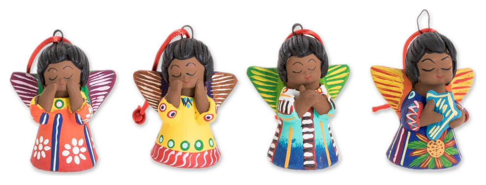 Novica Handmade Heavenly Angels Ceramic Ornaments (Set Of 4)   Christmas Ornaments   by NOVICA  Houzz