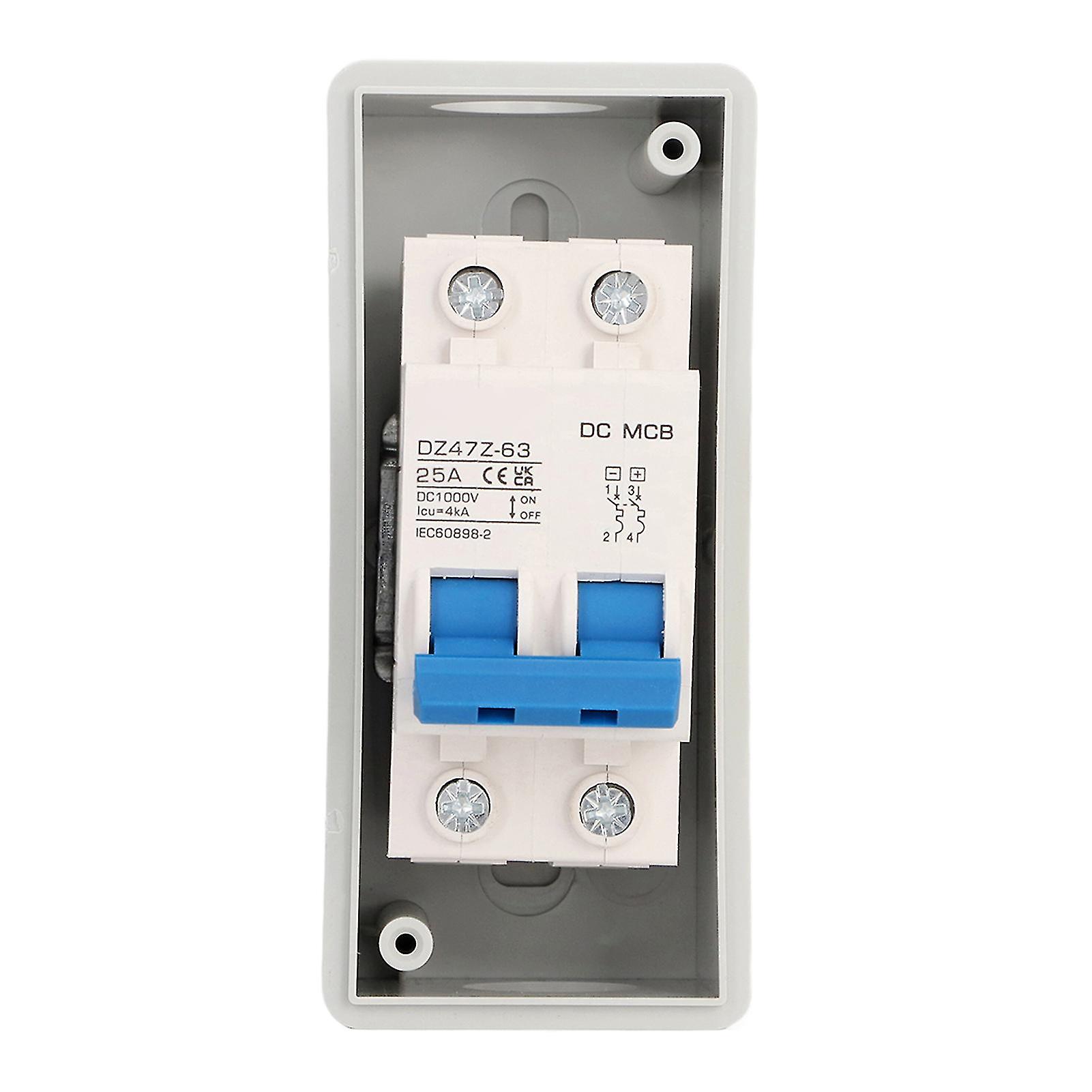 DC Miniature Circuit Breaker 25A IP65 Waterproof Transparent Cover Disconnect Switch for Solar Power System 1000V