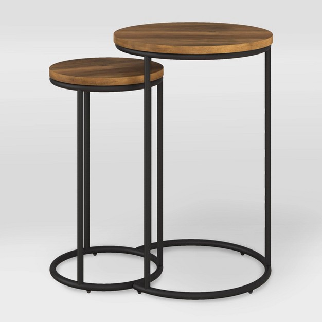 Fort Worth Wood Grain Finish Nesting Side Table Brown Corliving