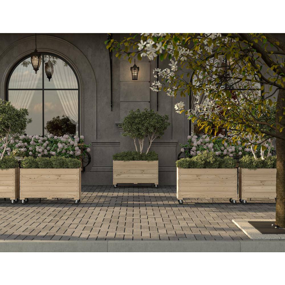 Ejoy 45 in. x 25 in. x 14 in. Solid Wood Mobile Planter Barrier WoodPlanter_45x25x14