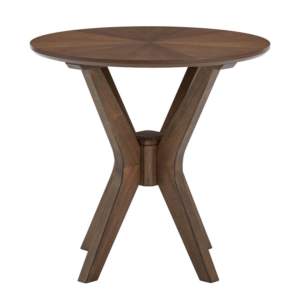 Rondo Mid Century Walnut Finish Round End Table by iNSPIRE Q Modern