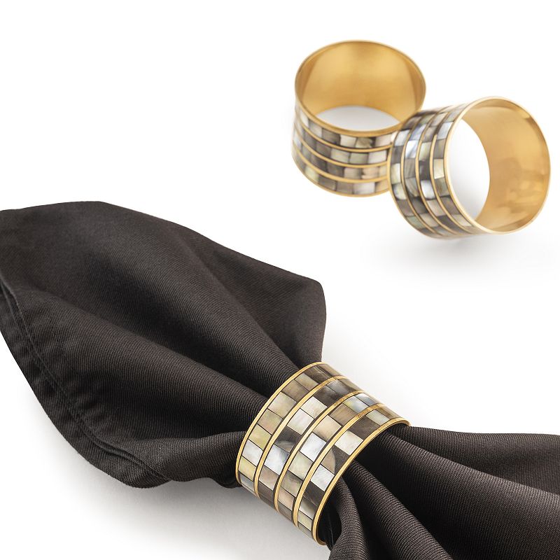 Jardin Black Pearl Napkin Rings， Set of 6