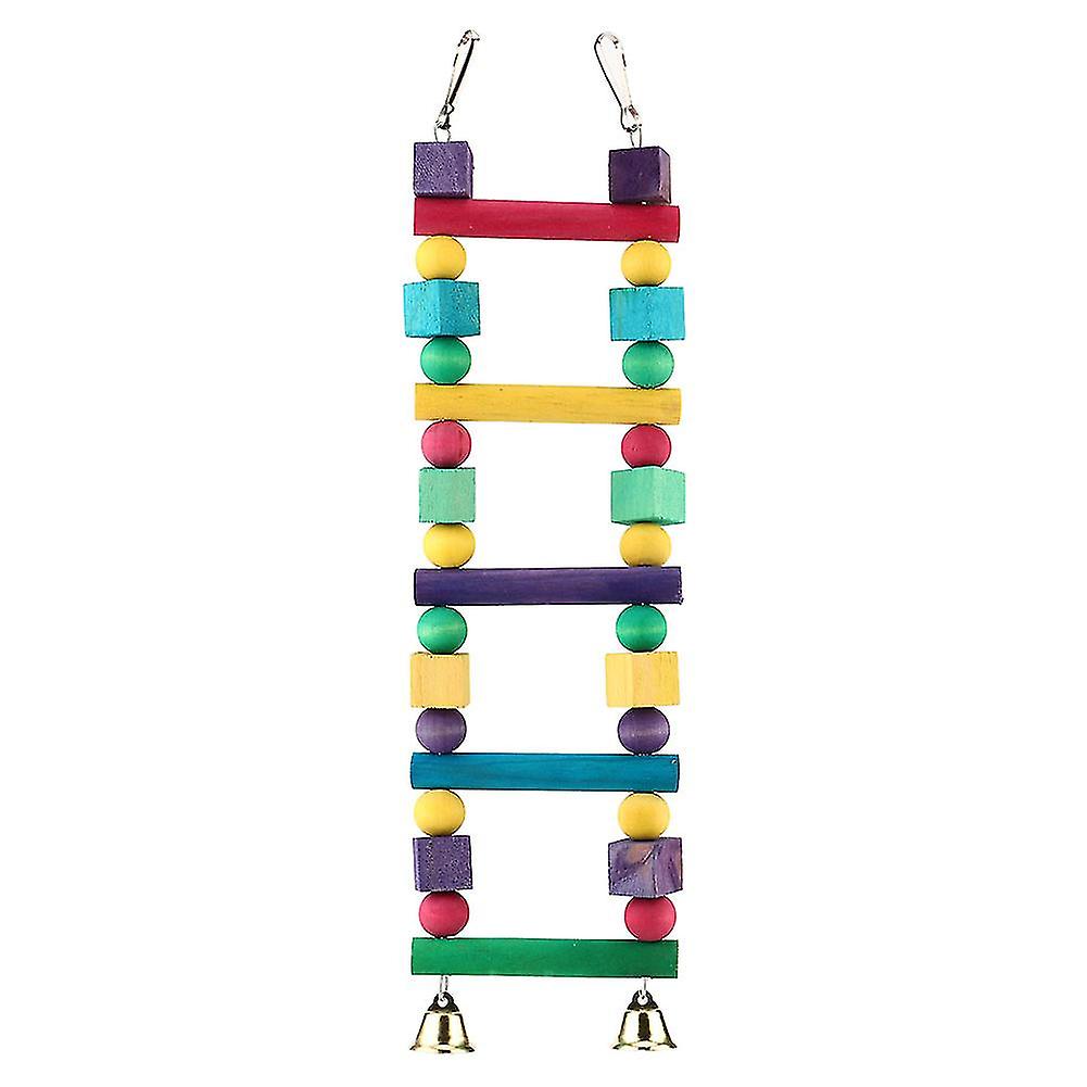 Wood Bird Pets Ladder Color Playing Chewing Biting Toy for Parrot