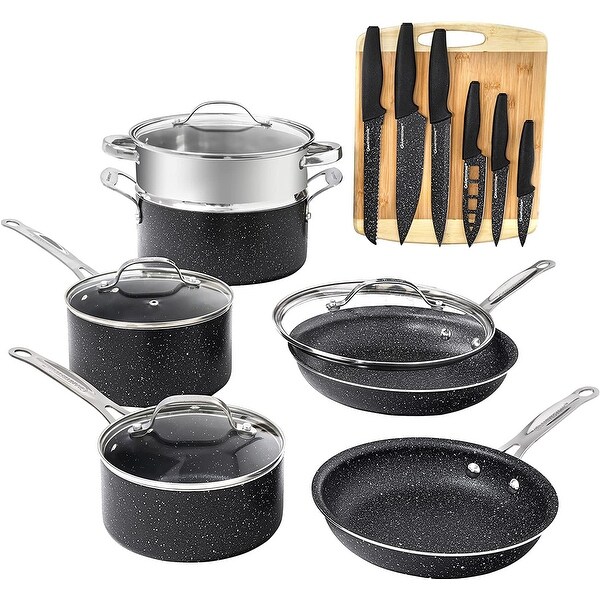 17 Nonstick Pots and Pans Set， Cookware Set + Knife Set