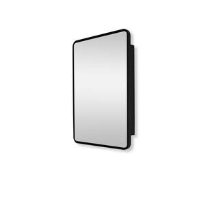 24 in. W x 30 in. H Small Black Metal Frame Wall mount or Recessed Bathroom Medicine Cabinet with Mirror MEDICCABIN5