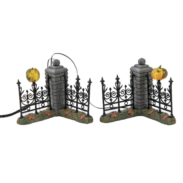 Department 56 Villages Jack o lantern Lit Fence Corner Set Two Village Fence Corners 3 0 Inches Halloween Spooky 6007702 Resin