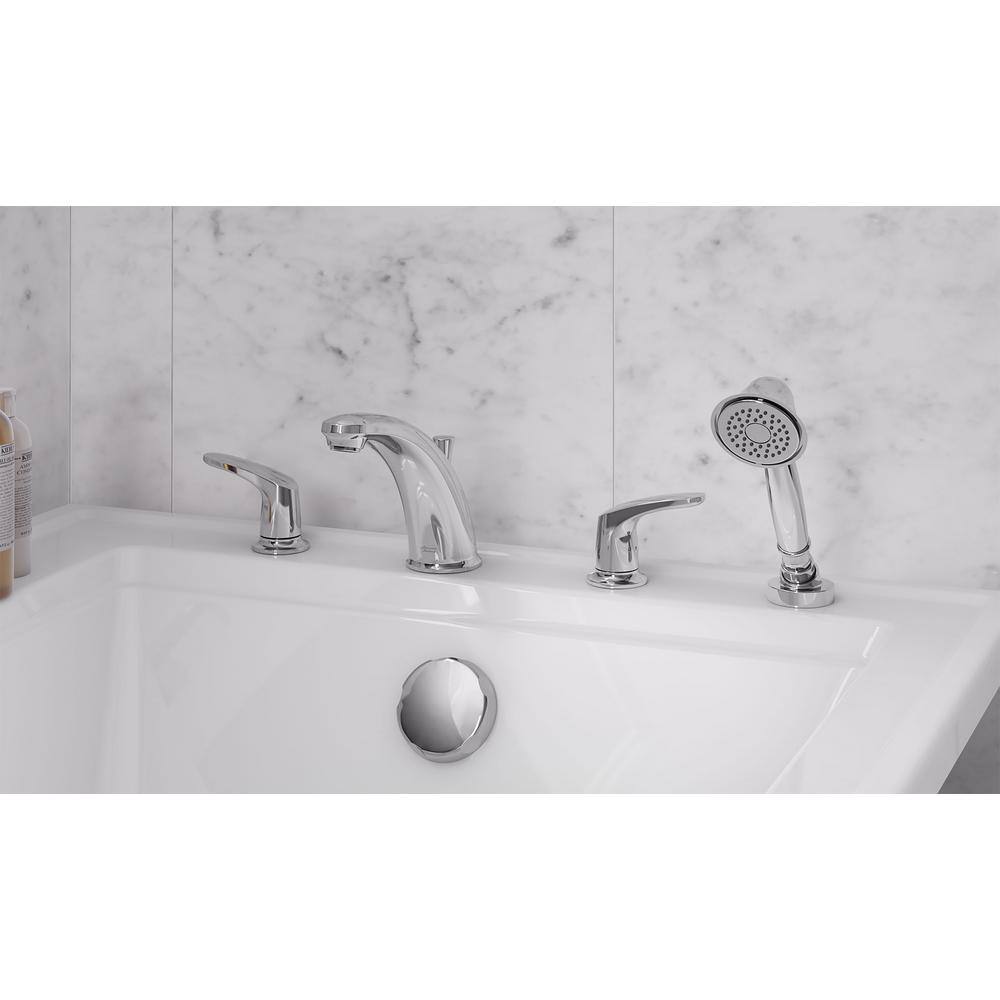 American Standard Colony PRO 2-Handle Deck-Mount Roman Tub Faucet for Flash Rough-in Valves with Hand Shower in Polished Chrome T075921.002