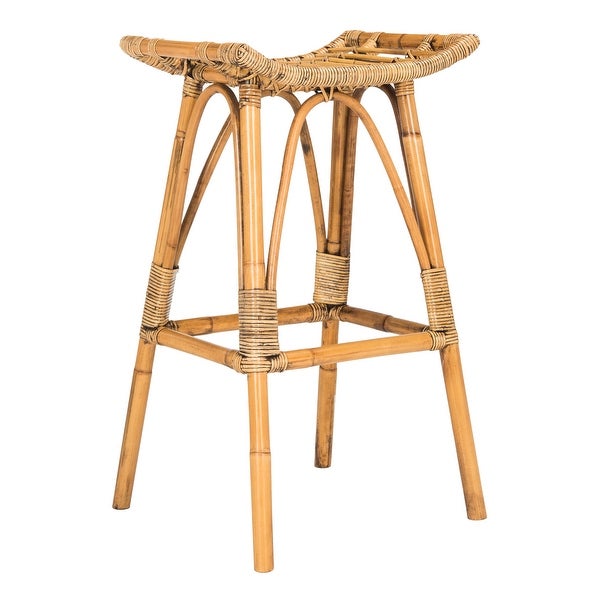 SAFAVIEH 30.7- Inch Leda Brown Rattan Bar Stool - 17.7