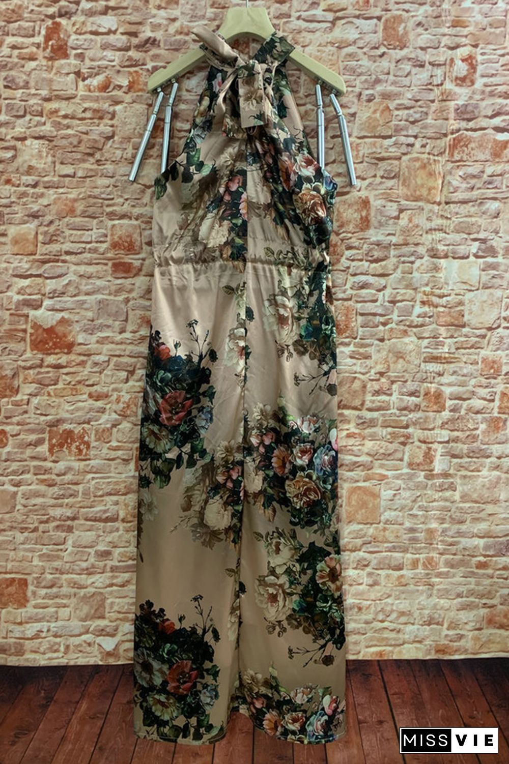 Sleeveless Tie Dye Halter Neck Floral Maxi Dress