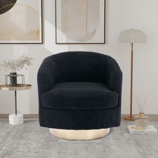 Modern Comfortable 360 Degree Swivel Accent Bucket Chair With Gold Stainless Steel Base Modernluxe