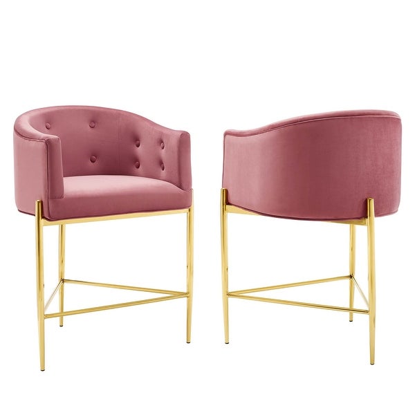 Modway Savour Tufted Performance Velvet Counter Stool Set of 2， Pink