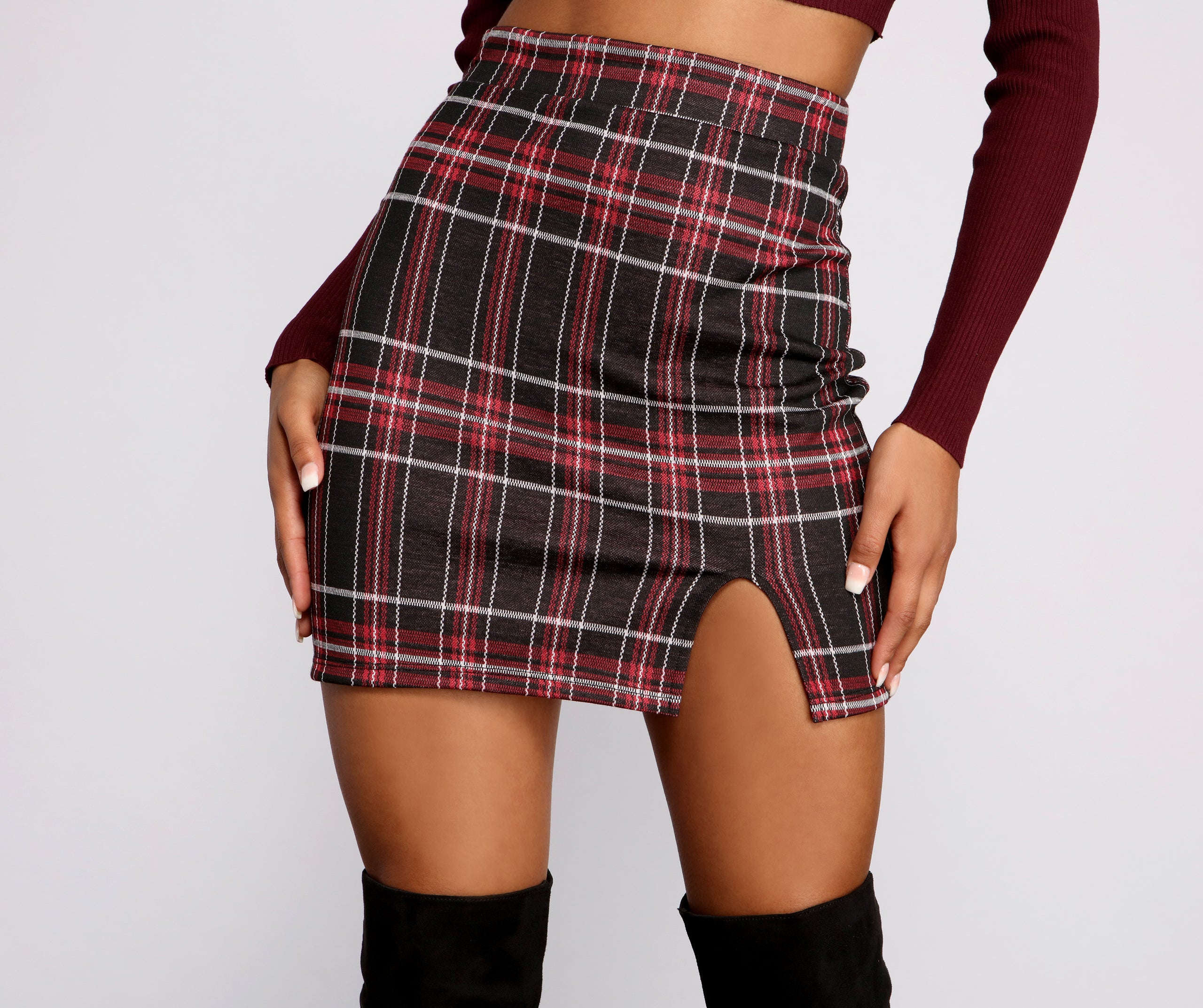 Moment In Plaid High Waist Mini Skirt