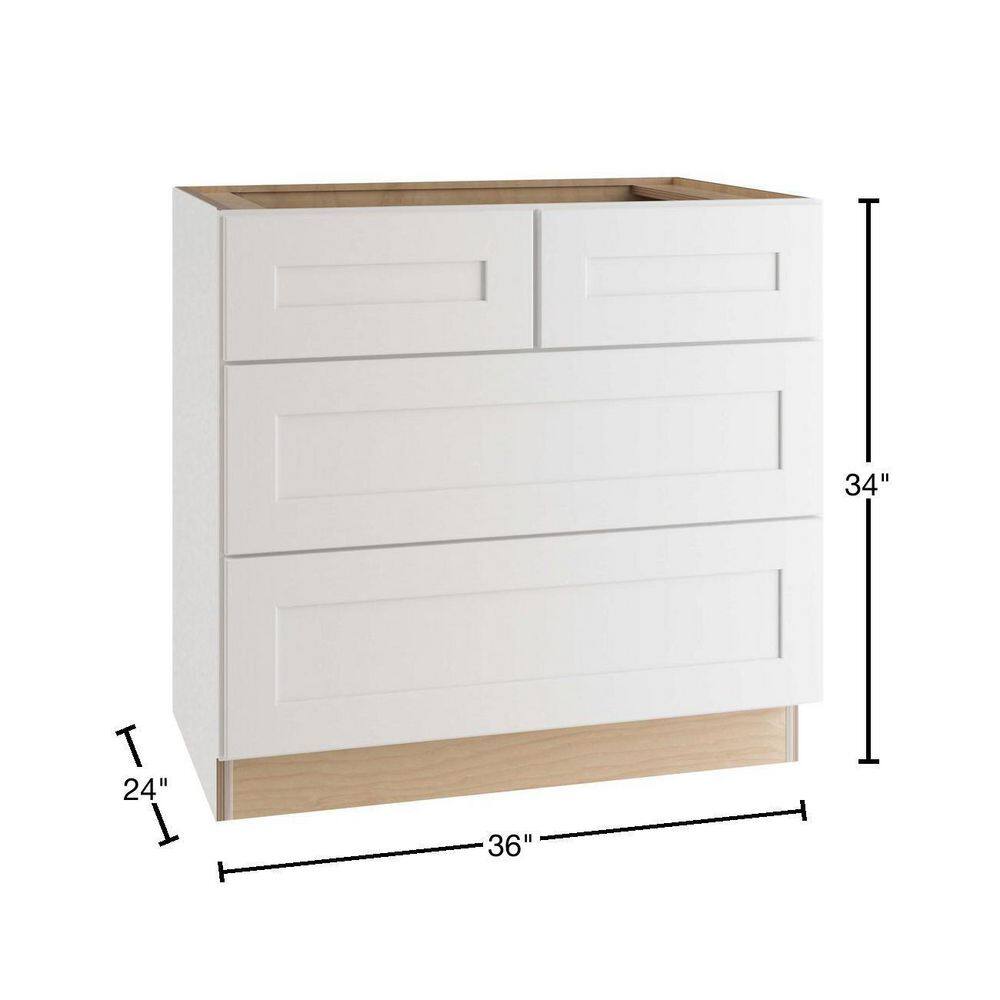 Home Decorators Collection Newport Assembled 36x34.5x24 in. Plywood Shaker Cooktop Base Kitchen Cabinet Soft Close Drawers in Painted Pacific White BCT36-NPW