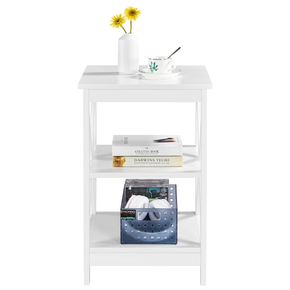 Yaheetech 3 Tier X-Design End Table Storage Cabinet For Living Room