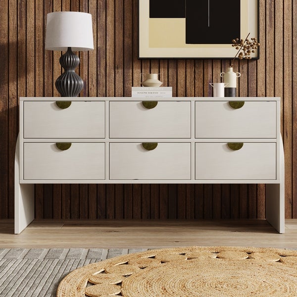 Retro Style 3-Drawer Dresser Ample Storage Spaces， Half-Round Table Leg Design， for Living Room， Children's Room， Adult Room - - 37828136