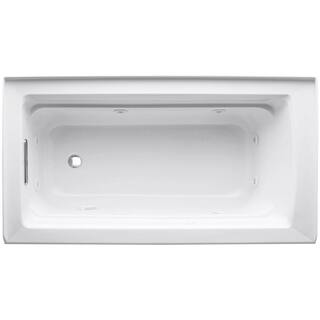 KOHLER Archer 5 ft. Left-Drain Rectangular Alcove Whirlpool Bathtub in White K-1122-LA-0