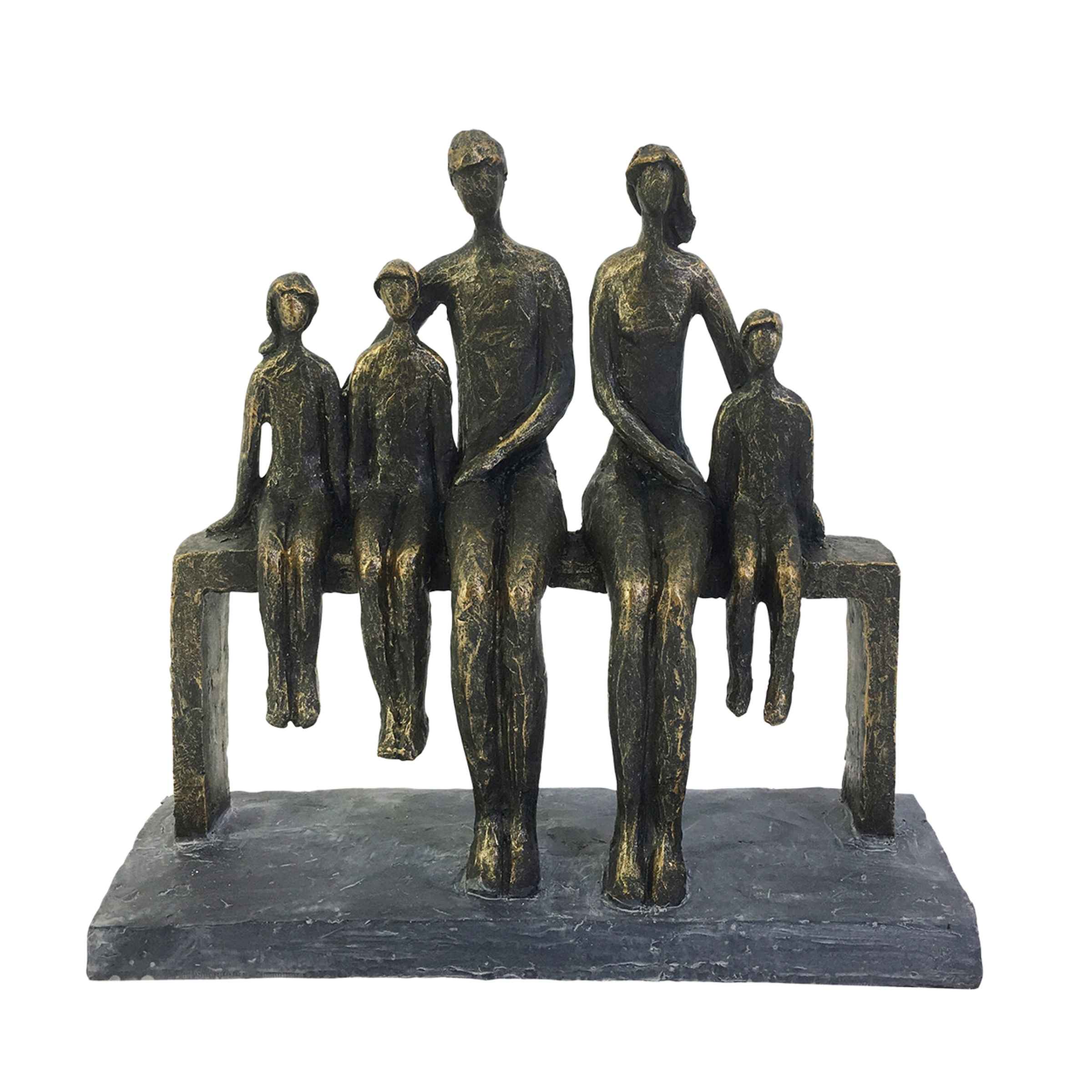 Family Polyresin Sculpture 25 Cm - Bronze 14884