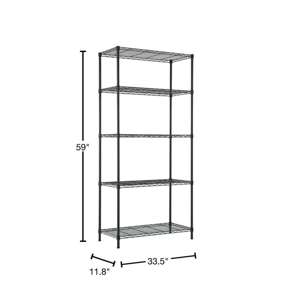 MZG Gray 5-Tier Steel Shelving (11.8 in. x 33.5 in. x 59 in.) 3085150OAG511SG