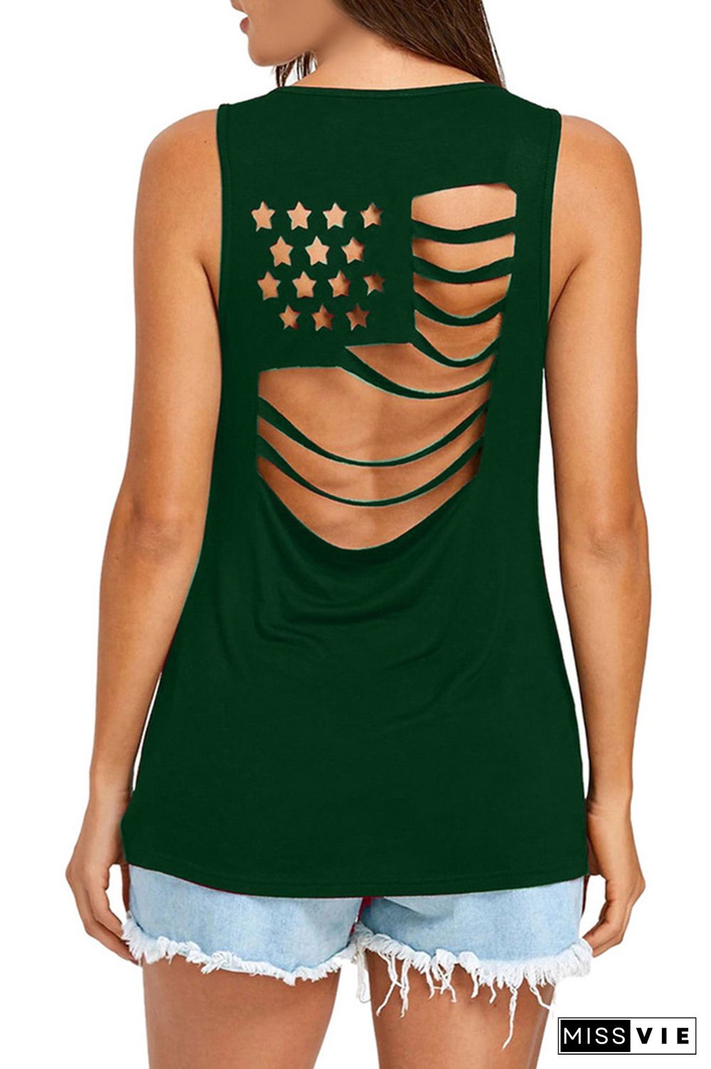 Amercian Flag Hollow-out Tank Top