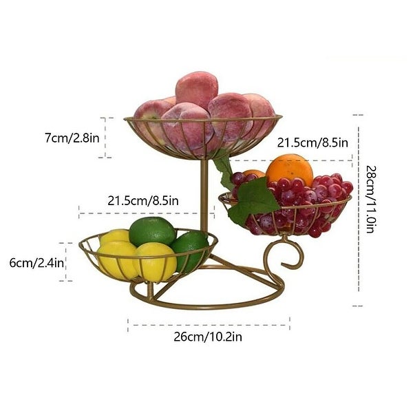 3-Tier Multifunctional Metal Fruit Storage Basket Stand Detachable