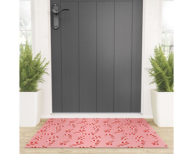 Lathe amp Quill Candy Canes Pink Welcome Mat society6