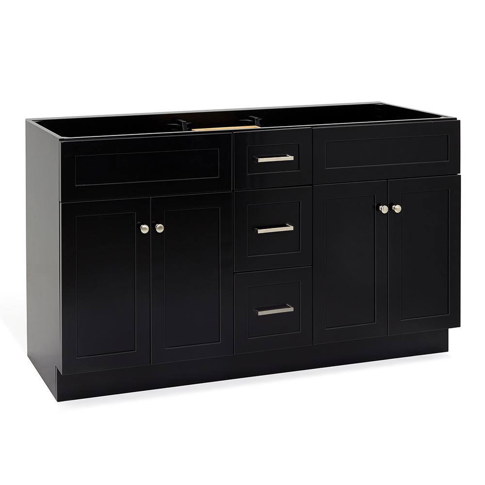 ARIEL Hamlet 60 in. W x 21.5 in. D x 34.5 in. H Bath Vanity Cabinet without Top in Black F060D-BC-BLK