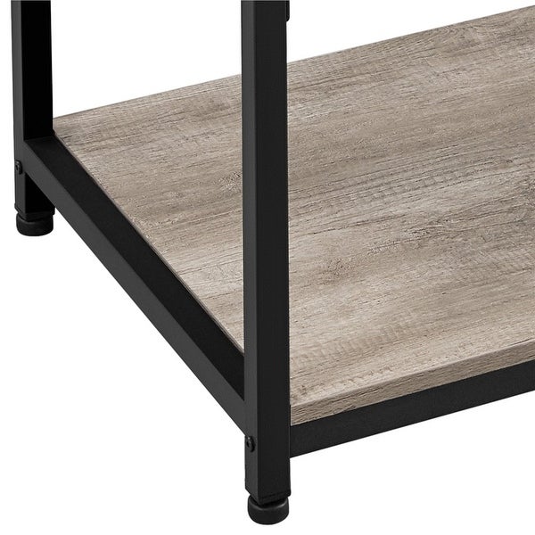 Industrial Coffee Table with Storage Shelf， Rustic Gray