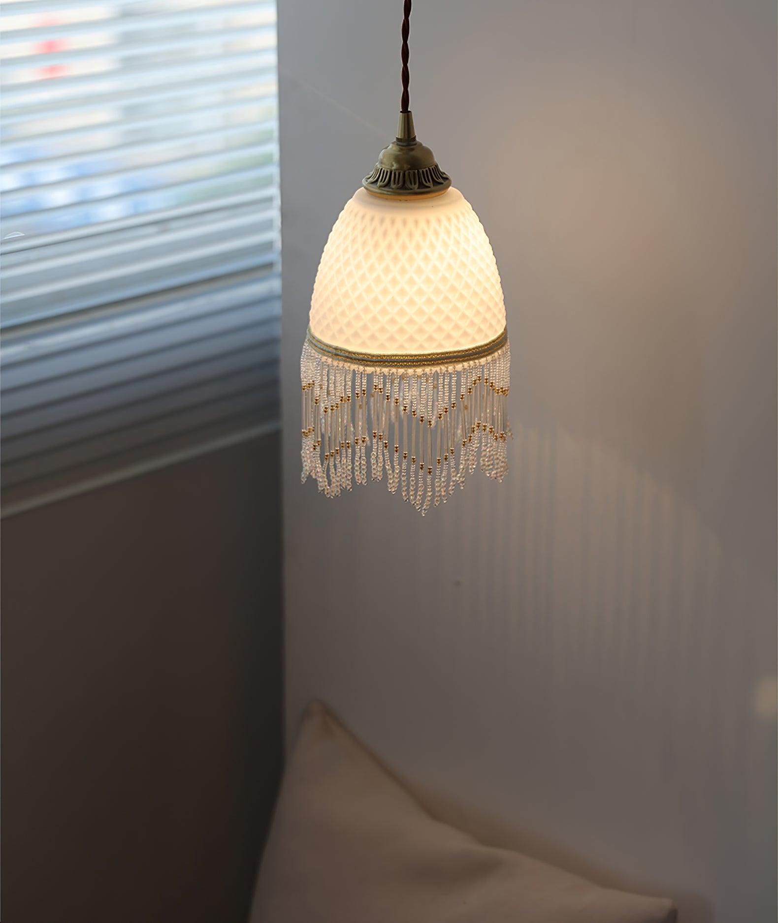 Mesh Tassel Glass Pendant Light