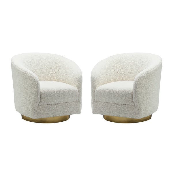 Eleuterio Contemporary Upholstered Swivel Accent Barrel Chair with Metal Base Set of 2 by HULALA HOME