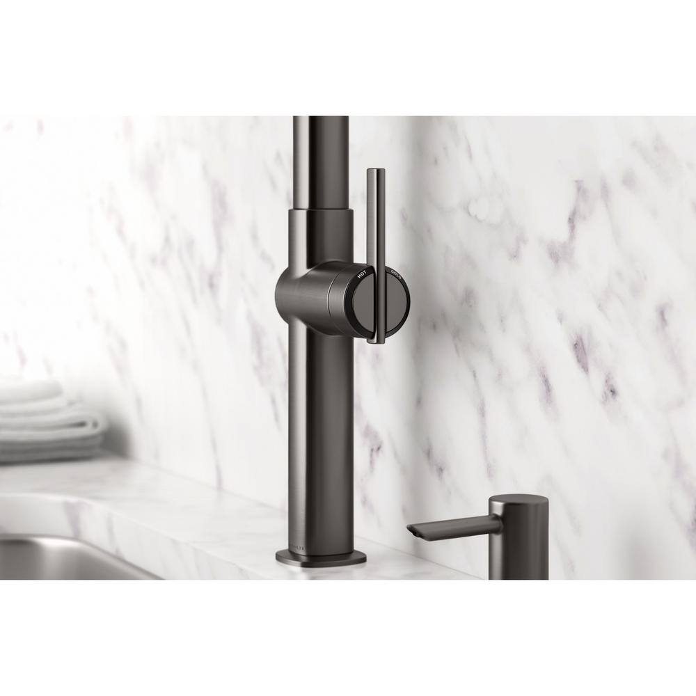 KOHLER Rune Single-Handle Pull-Down Sprayer Kitchen Faucet in Black Stainless K-R22153-SD-BLS