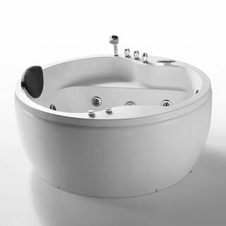 Empava 59 in. All-in-One Style Acrylic Right Drain Oval Alcove Whirlpool Bathtub in White with 6 Water Jets EMPV-59JT005