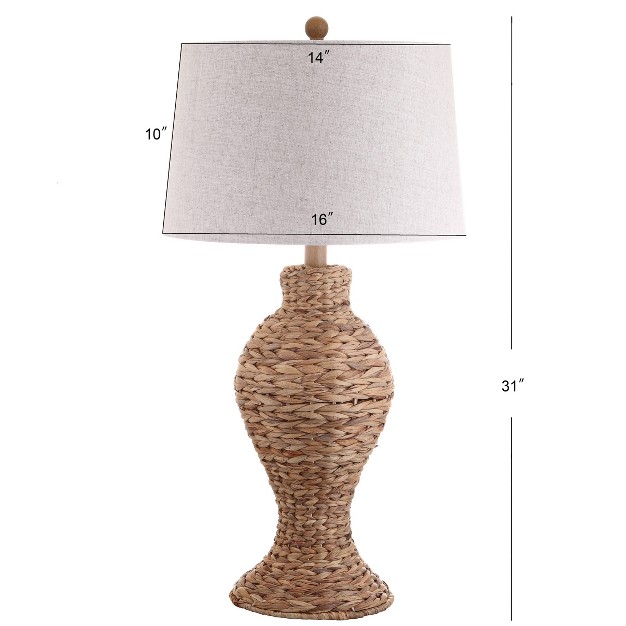 Elicia Seagrass Weave Table Lamp includes Led Light Bulb Brown Jonathan Y