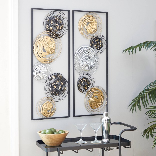 Set Of 2 Metal Abstract Wall Decors Black Olivia amp May