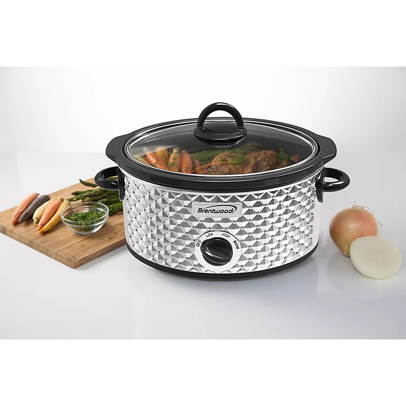 Brentwood SC-136BK 3.5 Quart Kitchen Electric Slow Cooker Pot， Stainless Steel