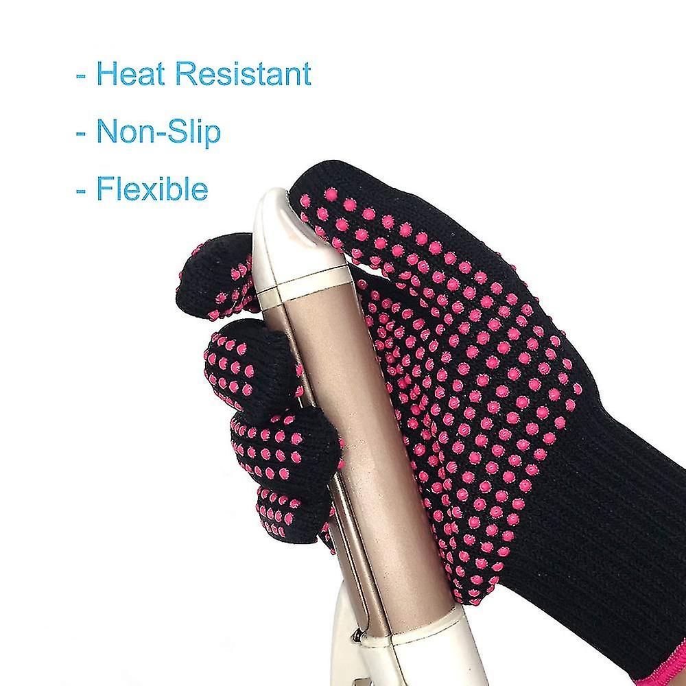 2 Professional Heat Resistant Glove Non Slip Silicone Bump For Hair Styling Heat