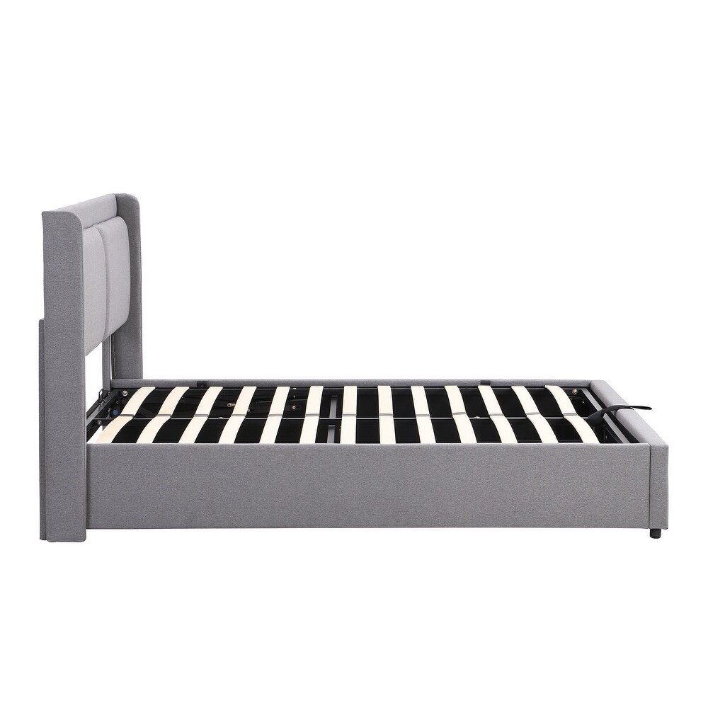 Queen Size Lift Storage Bed Platform Bed with 2 Drawers  Queen Size Bed Frame with Hydraulic Storage System