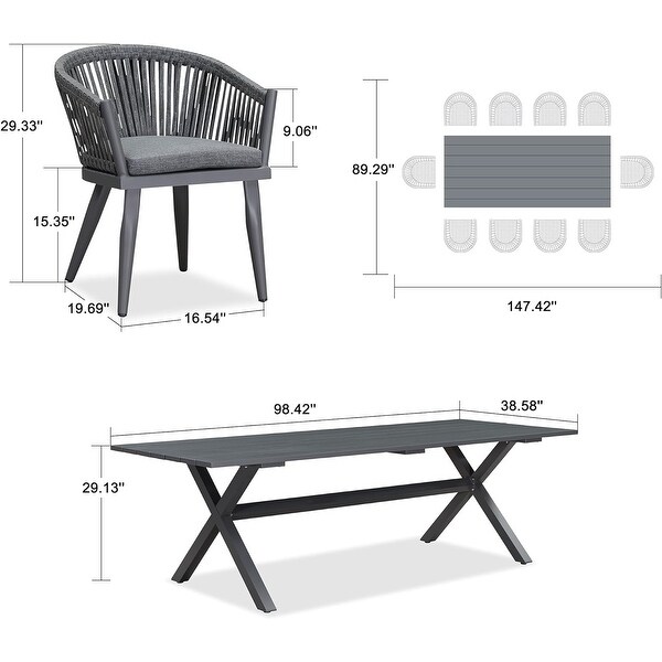 PURPLE LEAF Outdoor Dining Set with Patio Aluminium Dining Table and Wicker Rattan Chairs